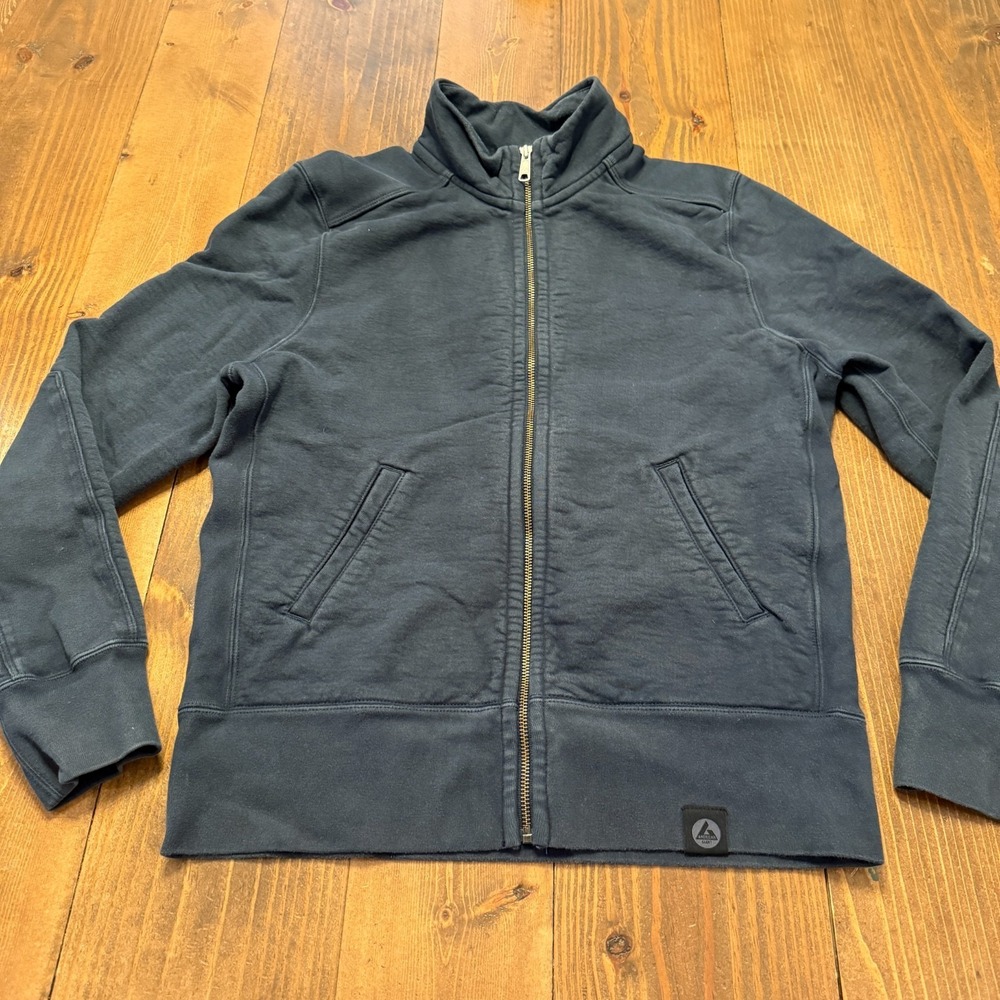 American Giant USA Cotton MOTO Full Zip Fitted Jacket Men's Medium Blue
